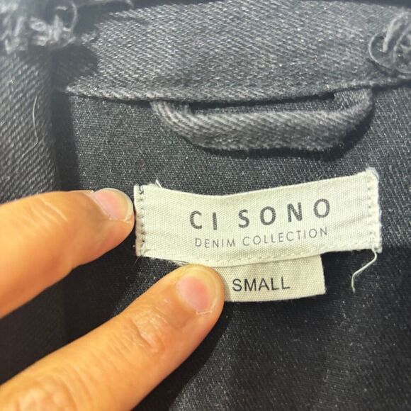 CI Sono Womens Denim Western Jacket Small Black Embroidered Floral Distressed - Picture 4 of 6